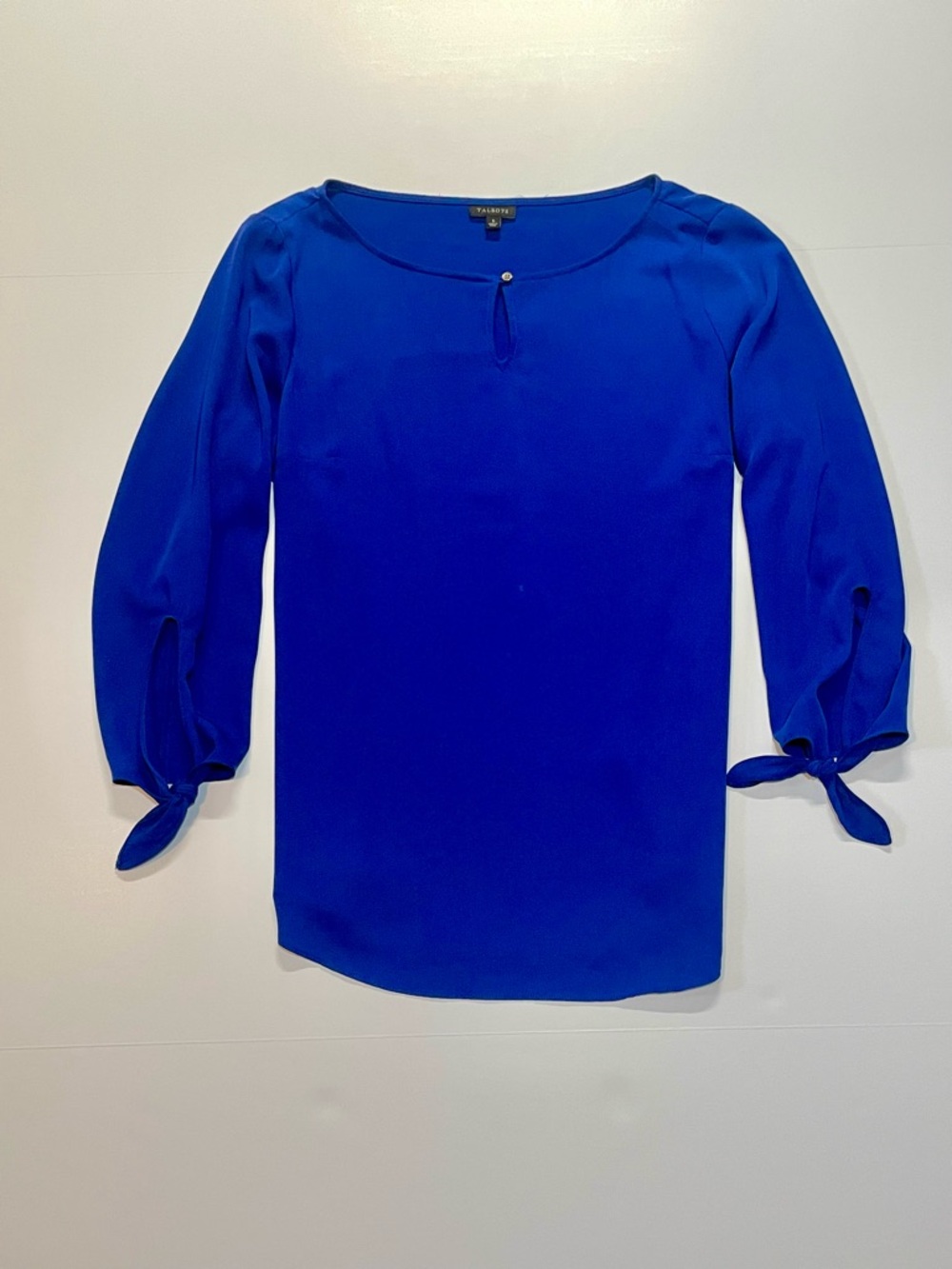 Talbots Classic Blue Tie-Sleeve Blouse Small